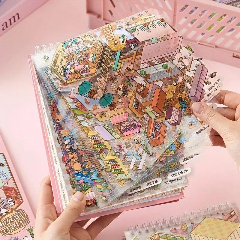 3D Sticker Scene Book for Adults and Kids, DIY Landscape Stickers, Large and Medium Sizes, Creative Gift for Notebooks, Water Bottles, Scrapbooks, DIY Decorative Stickers