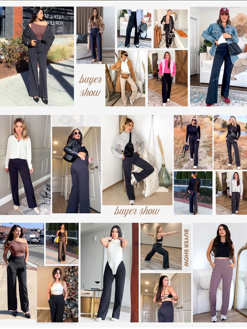 3PCS Pure Color Fleece Yoga Pants, High-Waisted Straight-Leg Jumpsuit Style Minimalist Bottoms Everyday Pants Womenswear Basic