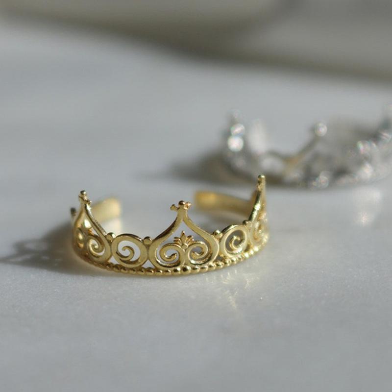Princess Ring Cartoon As The Princess And The Pauper Jewelry Adjustable Gold Silver Color Crown Ring For Girl Gift