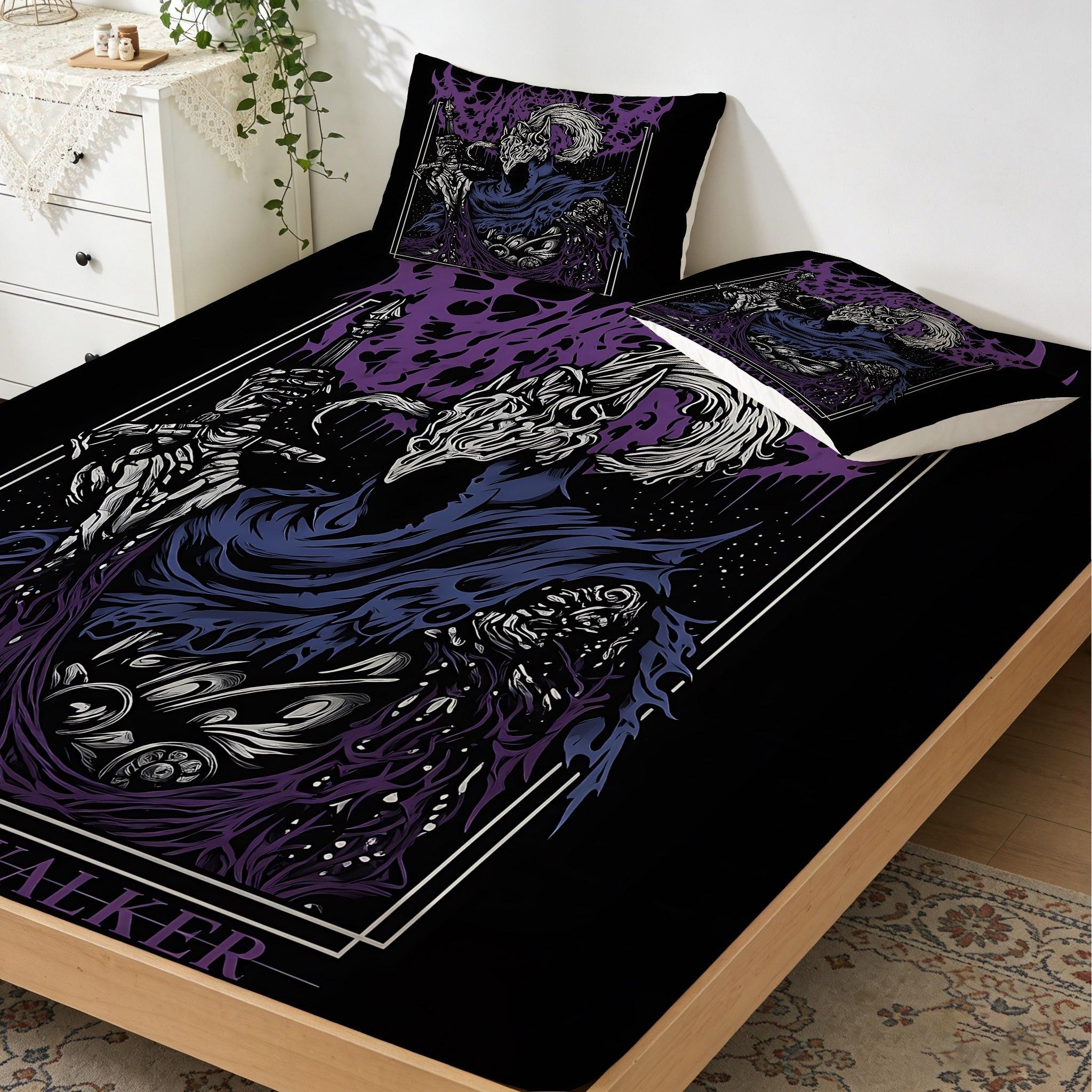 2/3 Pcs Dark Walker Pattern Fitted Sheet Set(1*Fitted Sheet+1/2*Pillowcase,No Filling),High-Definition Digital Printing,Soft And Comfortable Fabric,Suitable For All Year Round,Perfect Gift For Family And Friends On Festivals!