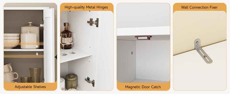 【Valentine's Day gift】ONBRILL 71" Tall Kitchen Pantry Storage Cabinet with Microwave Stand & Door Shelf, Freestanding Kitchen Hutch with 6 Doors and Adjustable Shelves, Modern Food Pantry for Kitchen, Dining Room