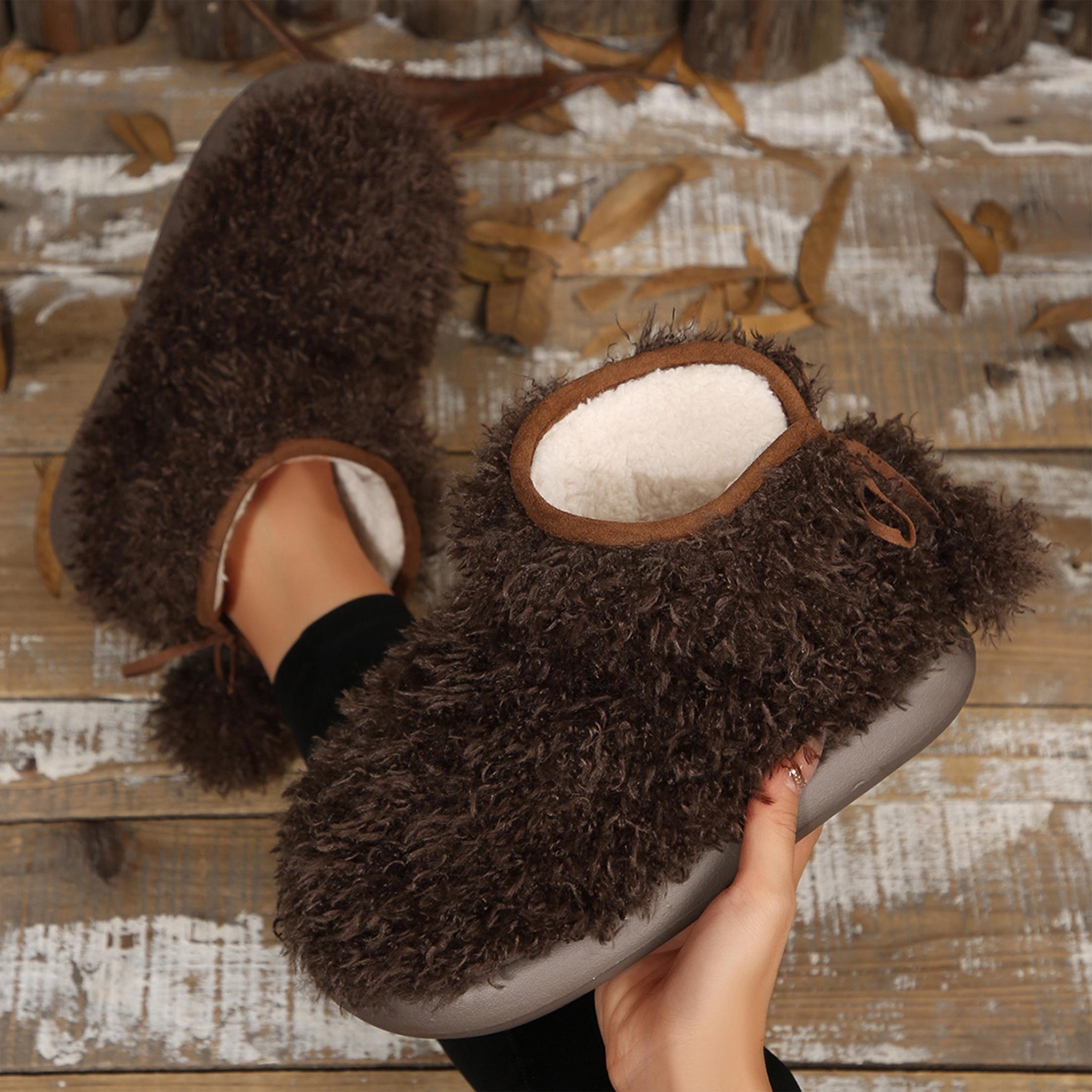 Womens Cozy Fuzzy Ankle Snow Boot Fleece Slippers for Indoor and Outdoor Wear Winter Warm Mini Boots Shoes Springfresh