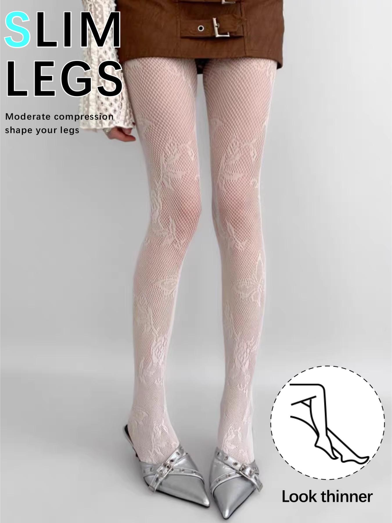 Vintage French Butterfly Floral Mesh Stockings, Romantic Sexy Underwear Pantyhose, Slimming Bottoms, Casual Wear, Boho Style