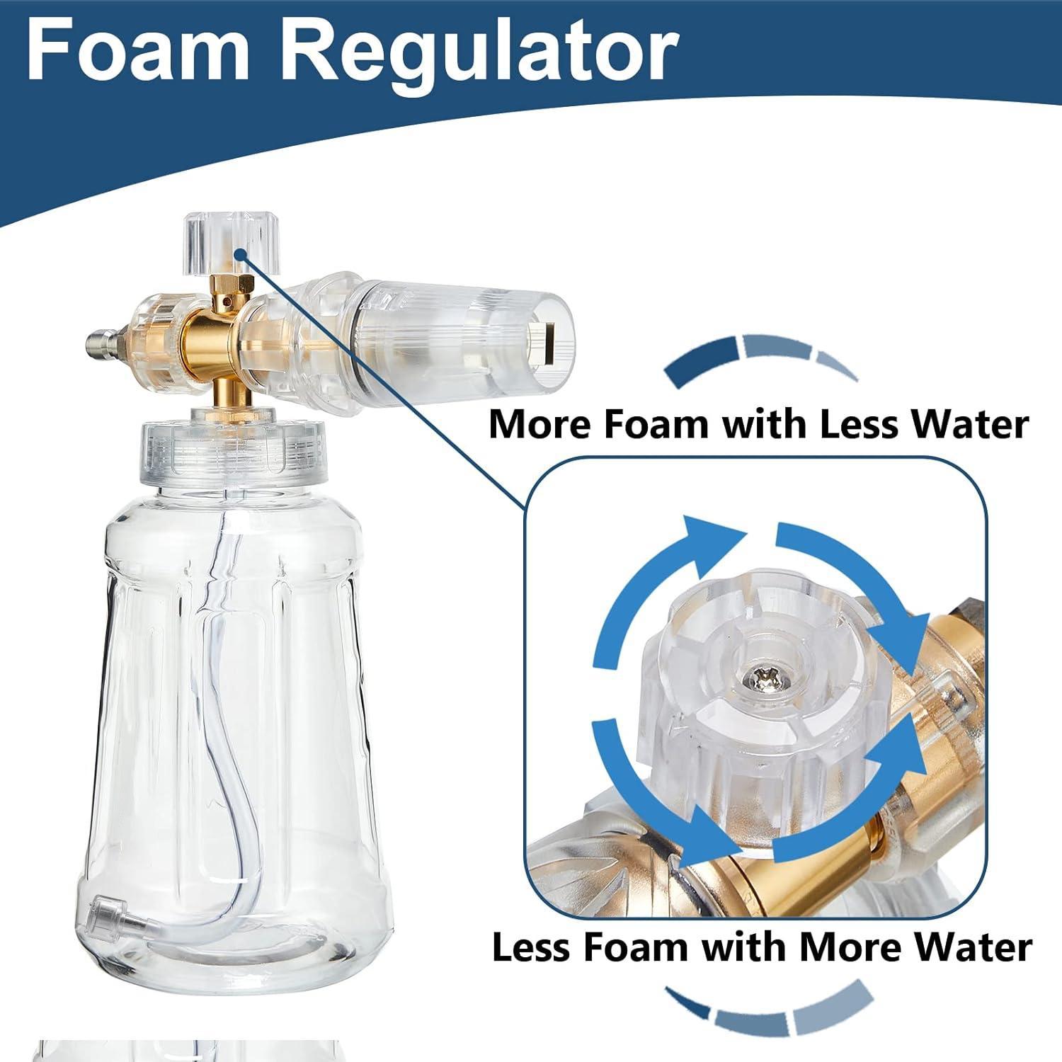 Foam Cannon for Pressure Washer, Snow Clear Foam Cannon for Car Wash, Stainless Steel Filter, Adjustable Nozzle with M22 and 1/4 Inch Quick Connect, Foam Sprayer