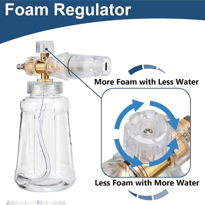 Foam Cannon for Pressure Washer, Snow Clear Foam Cannon for Car Wash, Stainless Steel Filter, Adjustable Nozzle with M22 and 1/4 Inch Quick Connect, Foam Sprayer