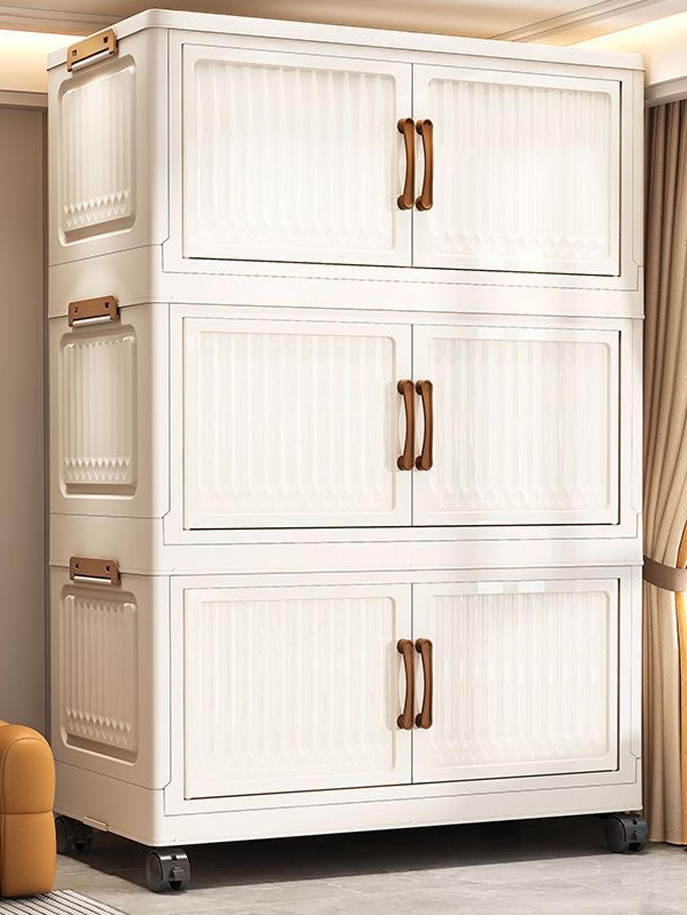 Foldable Snack Storage Rack, Multi-Layer Toy Organizer, Home Kitchen Cabinet, Living Room Display Shelf, Space-Saving Design, Organizing