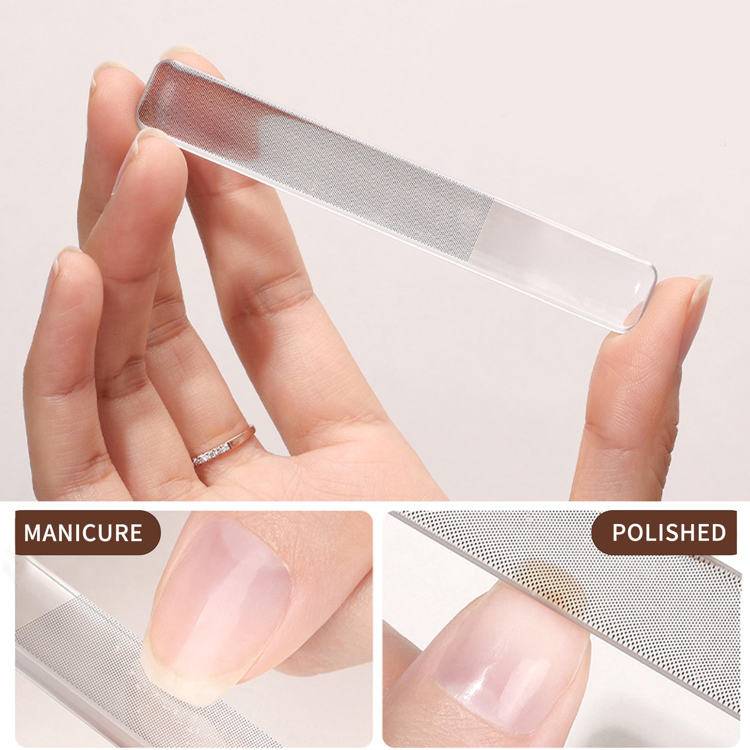 Glass nail file suitable for natural nails, nano nail buffer, crystal polisher with box, professional manicure tool kit suitable for acrylic nail care for women and girls
