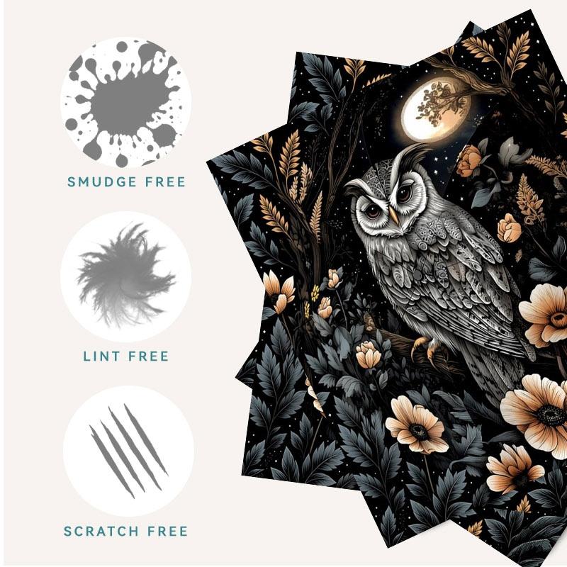 1/3/6/14pcs Mystical Owl Pattern Cleaning Cloth, Suitable For Camera & Eyeglass Lenses, Single - sided, Multiple Specifications Available, Ideal For Home & Photography Use, Nature - inspired Design, Efficient Cleaning