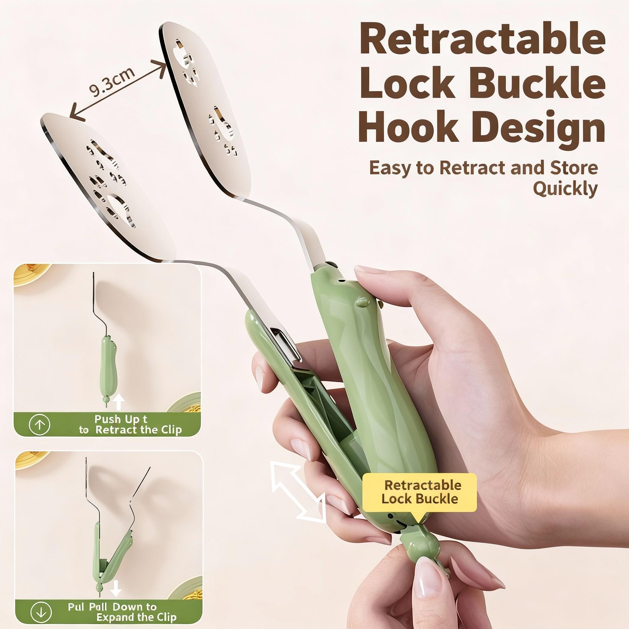 Stainless Steel Fish Fryer Spatula & Food Clip Set, Non-Slip Extended Oil-Drip Design, Heat-Resistant Handle, Ideal Kitchen Tool, Kitchen Utensils Gadgets