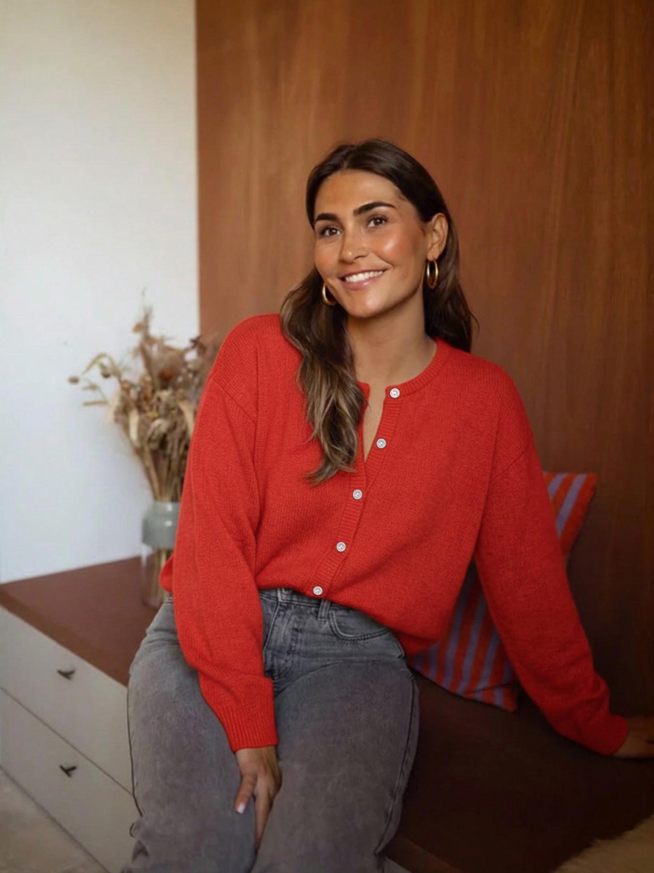 Women's Button Down Knit Cardigan Sweater, Casual Oversized Long Sleeve Lightweight Pullover Top, Soft Cozy Layering Cardigan for Spring & Fall
