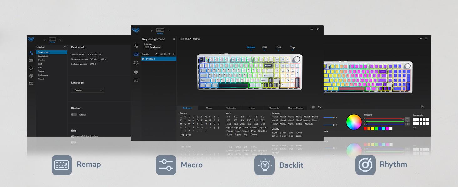 Aula F99 Pro Wireless Mechanical Gaming Keyboard with Knob Tri-Mode BT5.0 USB-C 2.4GHz Hot Swappable Pre-Lubed Switches Gasket Structure RGB Backlitwith Numpad PBT Keycaps Multifunction Knob for MAC PC Gamer