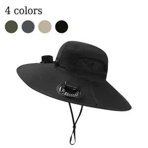 New Solar-Powered Outdoor Cooling Fan Hat – with 2 Solar Fans, USB Rechargeable Wide-Brim Sun Hat, Bucket Hat, Perfect for Fishing, Hiking, Camping, and Outdoor Activities adjustable summer protection uv dual upf protection