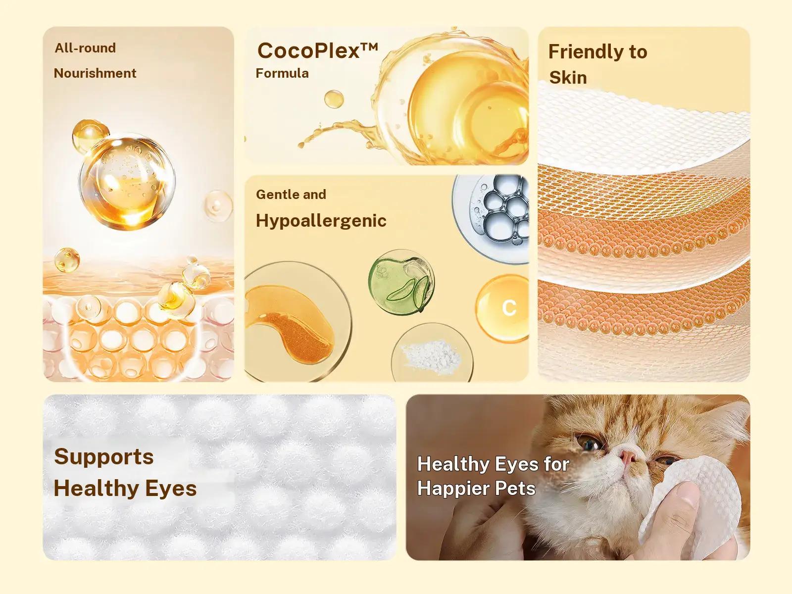 【SpringGlowUp】HICC PET Eye Wipes for Dogs & Cats,Hypoallergenic Dog Eye Wipes Cleaner, Natural Cleaning Grooming Pet Wipes Gently Remove Tear Stain, Eye Debris, Discharge, Mucus, Non Irritating, Unscent, 100 PCS Large Pet Grooming Eye#petlife