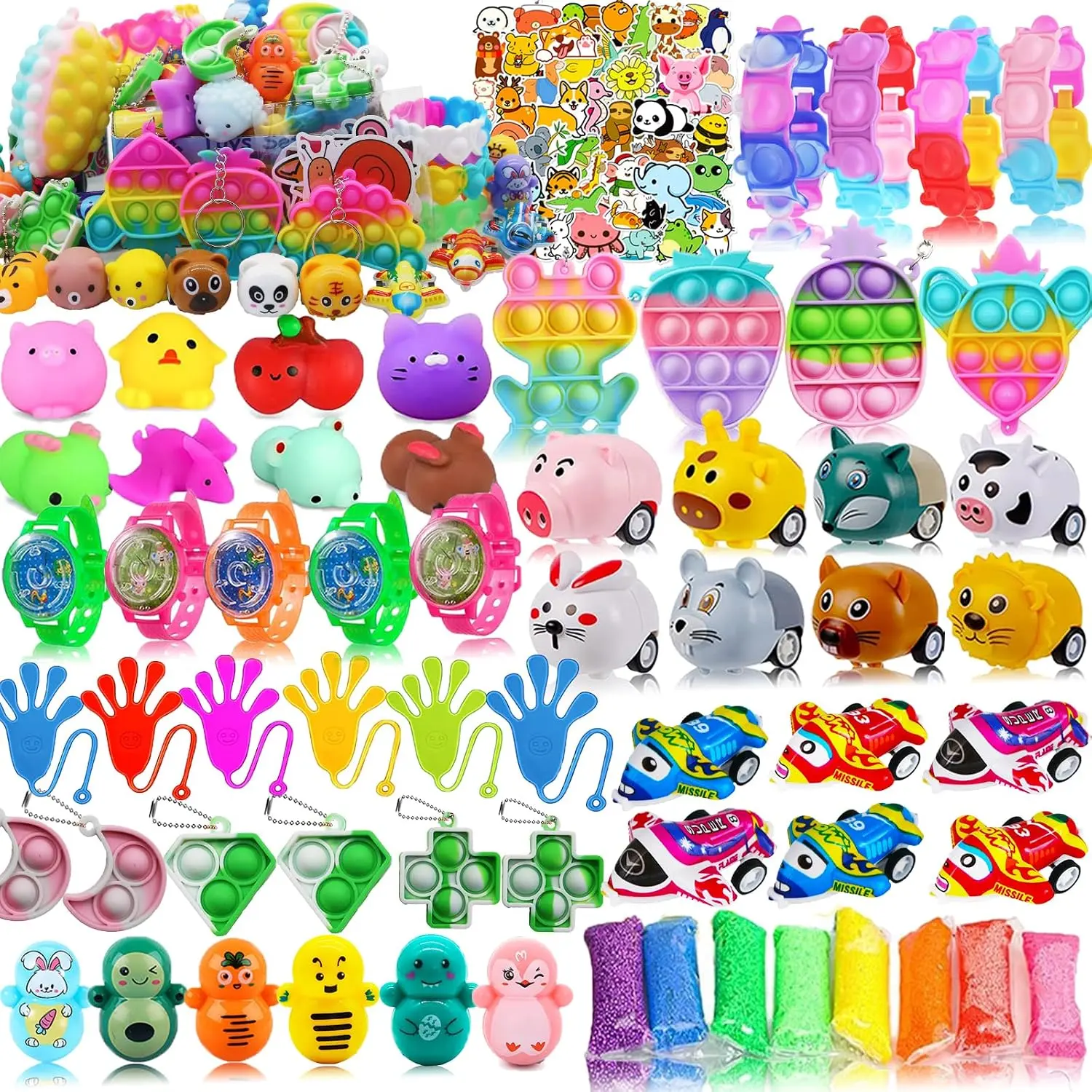 126 Pack Pop Fidget Toys for Kids, Party Favors Bulk, Treasure Box Prizes for Classroom Rewards, Goodie Bag Stuffers, Pinata Fillers, Carnival Prize Toys, Birthday Party Gifts for Boys Girls