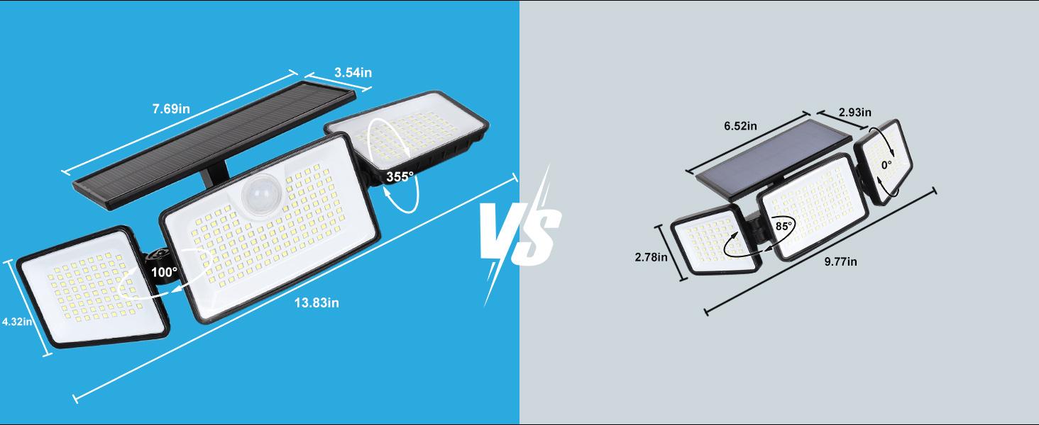 Daphino Solar Motion Sensor Lights, 252 LEDs 3 Head Adjustable Solar Lights Outdoor, 2700LM 355°Wide Angle Commercial Street & Area Lights with Remote Control, IP67 Waterproof Spot Light with 3 Modes