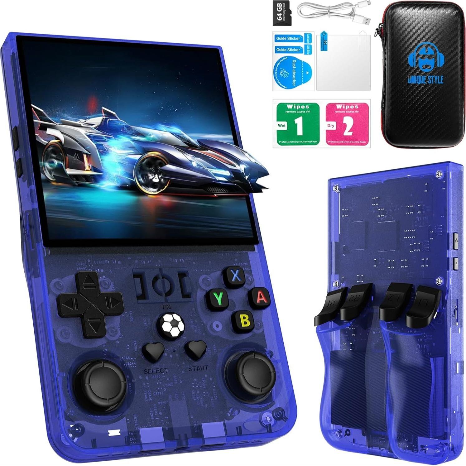 R36max Retro Handheld Game Console, 64GB Storage, 22000+ Classic Games, Portable Open Source Linux System, 4K HD Screen Video Player, Gaming Console