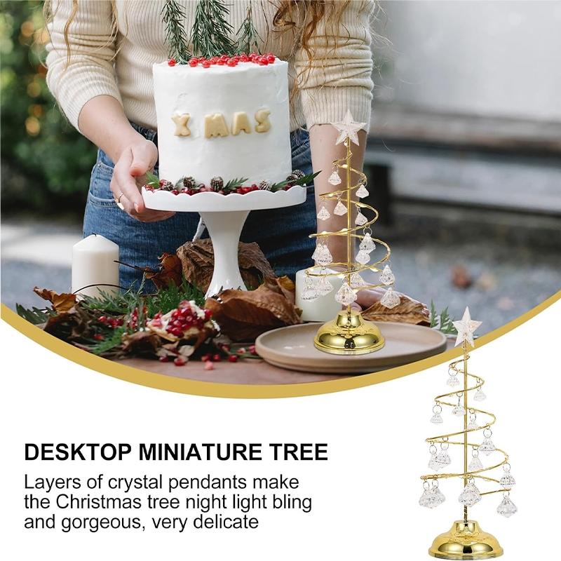 1 piece of luminous Christmas decoration lights, crystal decoration desktop decoration lights, Christmas desktop Christmas tree decoration acrylic iron Christmas tree lights, acrylic gold LED night light, acrylic ornament, for decoration, Led Star Light