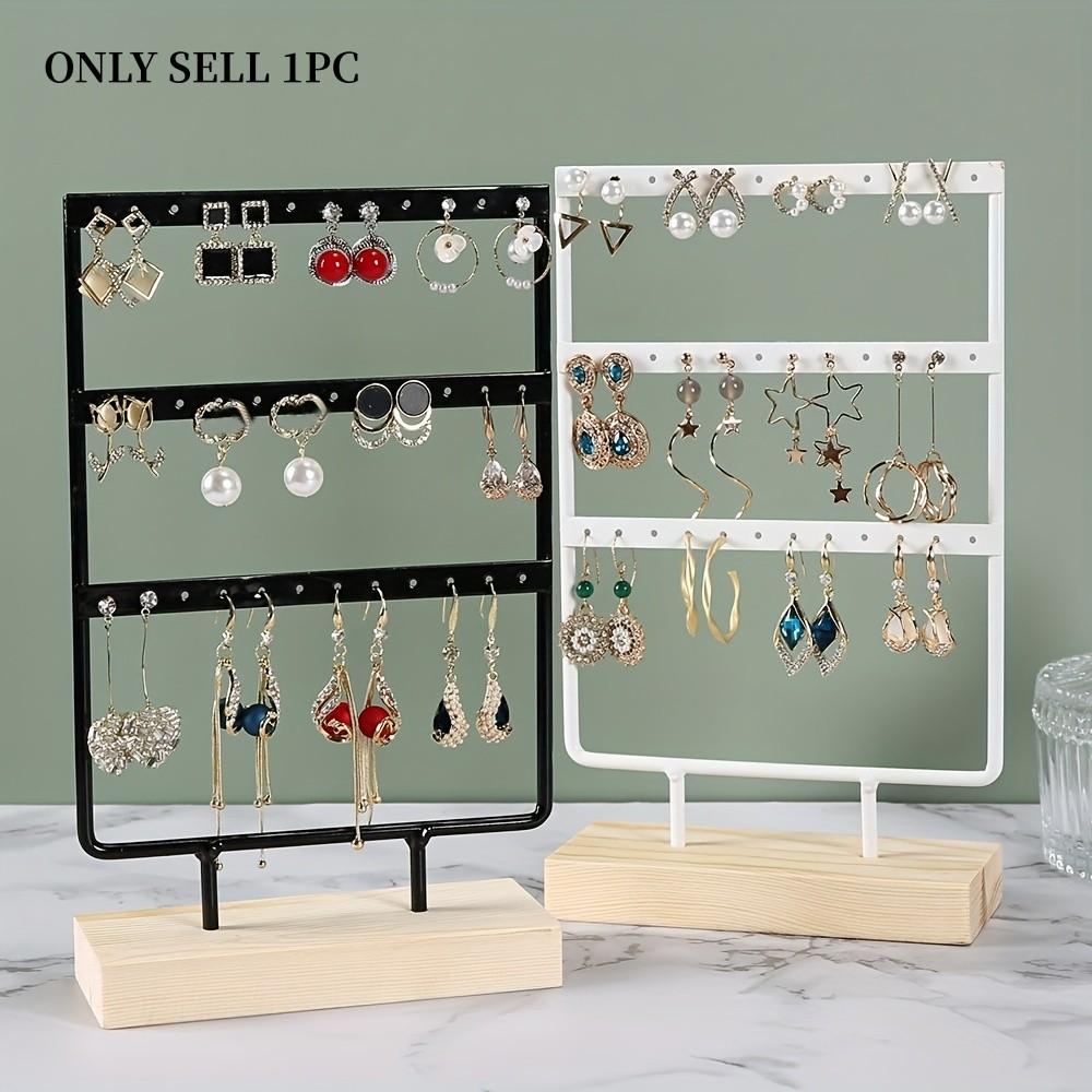 1PC Detachable Jewelry Organizer, Wooden Base, Jewelry/Earrings/Necklace Display Stand, Japanese Minimalist Style, Vanity Jewelry Storage Rack