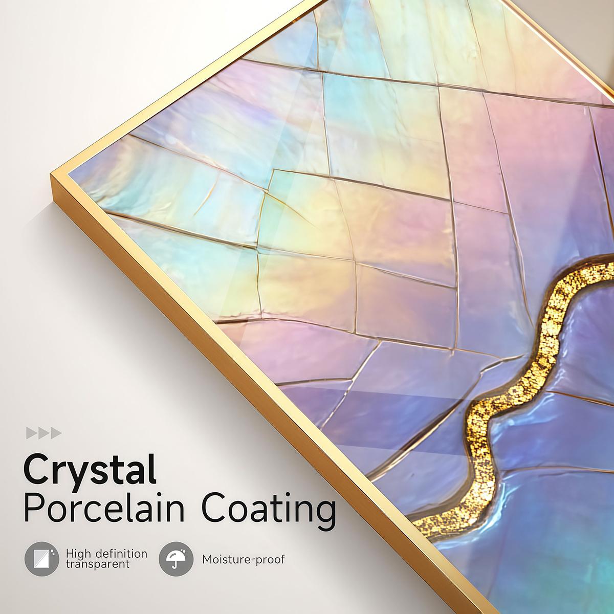 3 Counts Aluminum Alloy Framed Painting, Iridescent Abstract Geometric Art, Home Decoration For Living Room, Bedroom, Office, Restaurant, Hallway Wall Decor, Odorless Print Artwork, Luxury Perfect Gift For Friends And Family