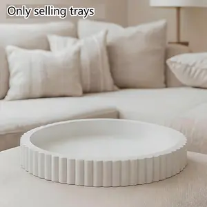 HomeDailyEss Decorative Coffee Table Tray: White circular tray, modern wave-shaped tray, center decorative tray for use on home living room, dining room, kitchen countertop, bathroom, multi-functional tray, Christmas gift, non-food contact use