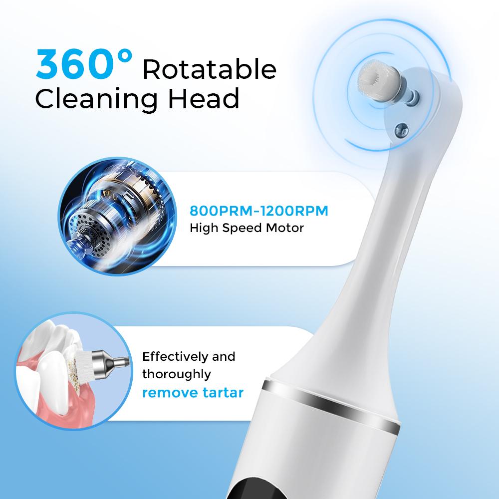 Electric Tooth Polishing Device, Home Teeth Cleaning Set with 6 Brush Heads LED Light , 5 Modes, USB Charging, Oral Care Tool