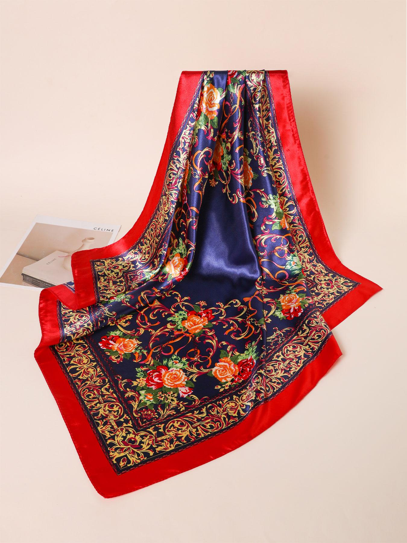 Women's Elegant Ditsy Floral Print Square Scarf, Casual Soft Comfortable Shawl for Daily Wear, Fashion Accessories for Women & Girls