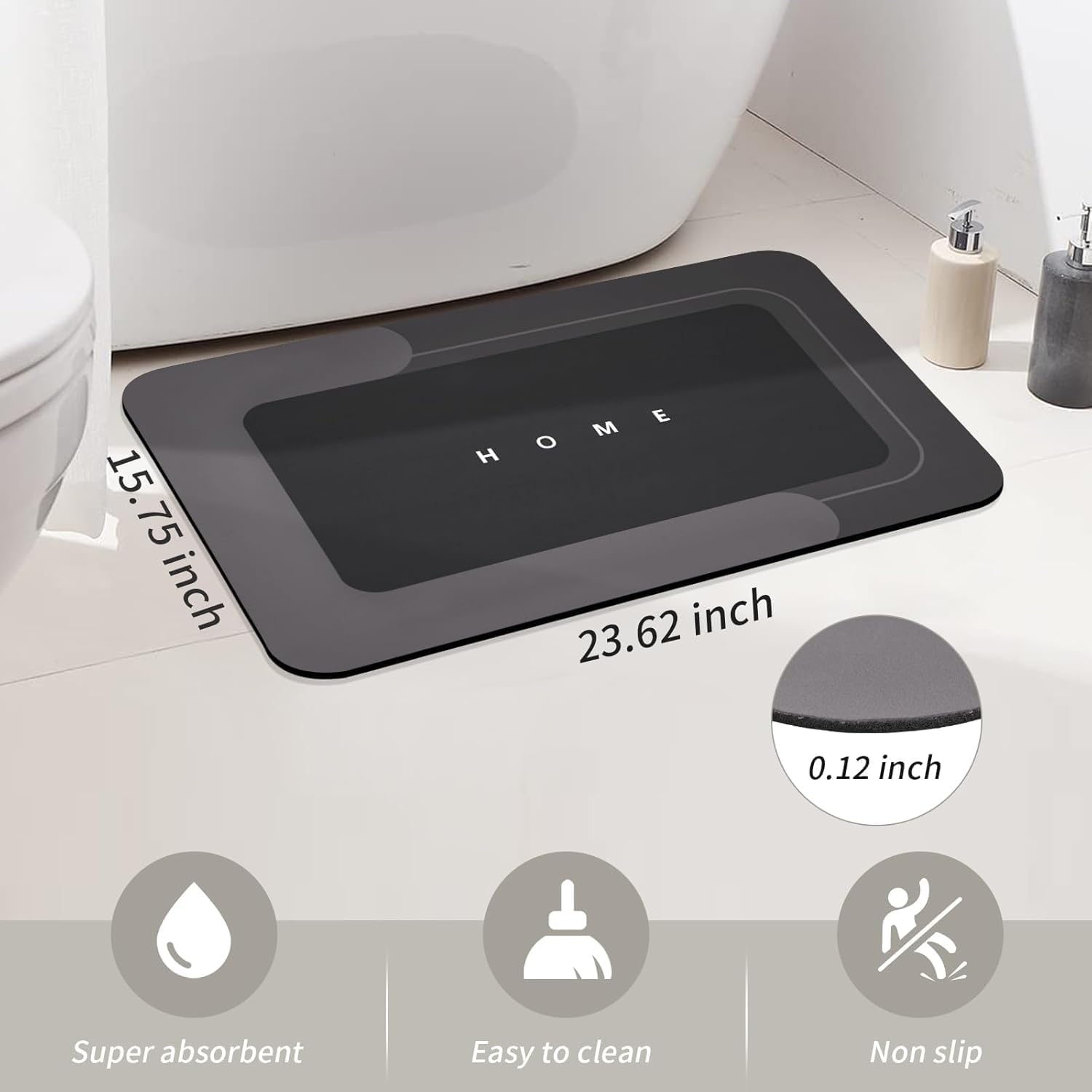 Modernized Magic Mat Bathroom,Rubber Quick Dry Bath Mat,Absorbent Mat Non-Slip Bathroom Rug Set Backed for Bathroom Kitchen Shower Sink