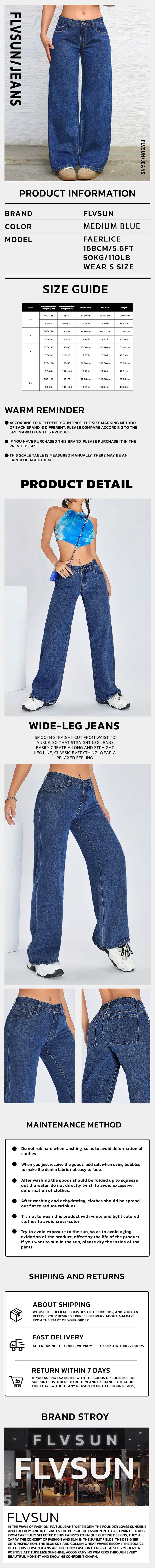 Flvsun-Straight Leg Jeans for Women High Waisted Baggy Pants Lounge Loose Fit Boyfriend Wide Leg Jeans with Pockets baggy jeans jeans 2007  Casual Womenswear Fitted Basic Bottom Cute Jeans