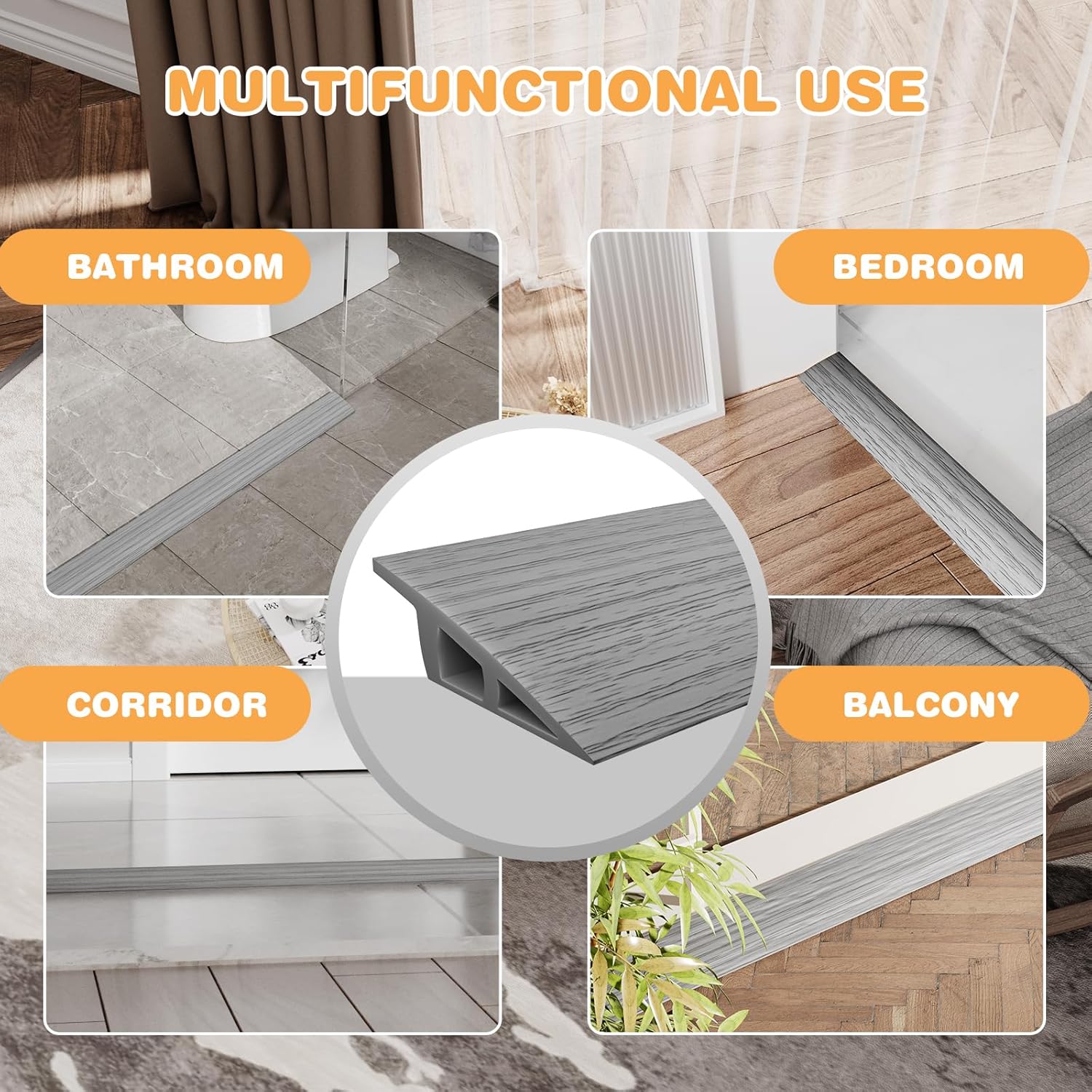 Height 20Mm~23Mm Self-Adhesive Threshold Ramp Carpet Edges Strip, Door Edges Decorative Strip, Self-Adhesive Pvc Threshold Protector, Suitable For Carpet, Flooring, And Tile Door Threshold Ramps