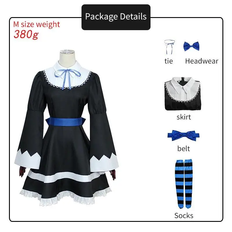 Anime Panty & Stocking with Garterbelt Younger Sister Anarchy Stocking Cosplay Costume Gothic Maid Lolita Dress Wig Long Socks
