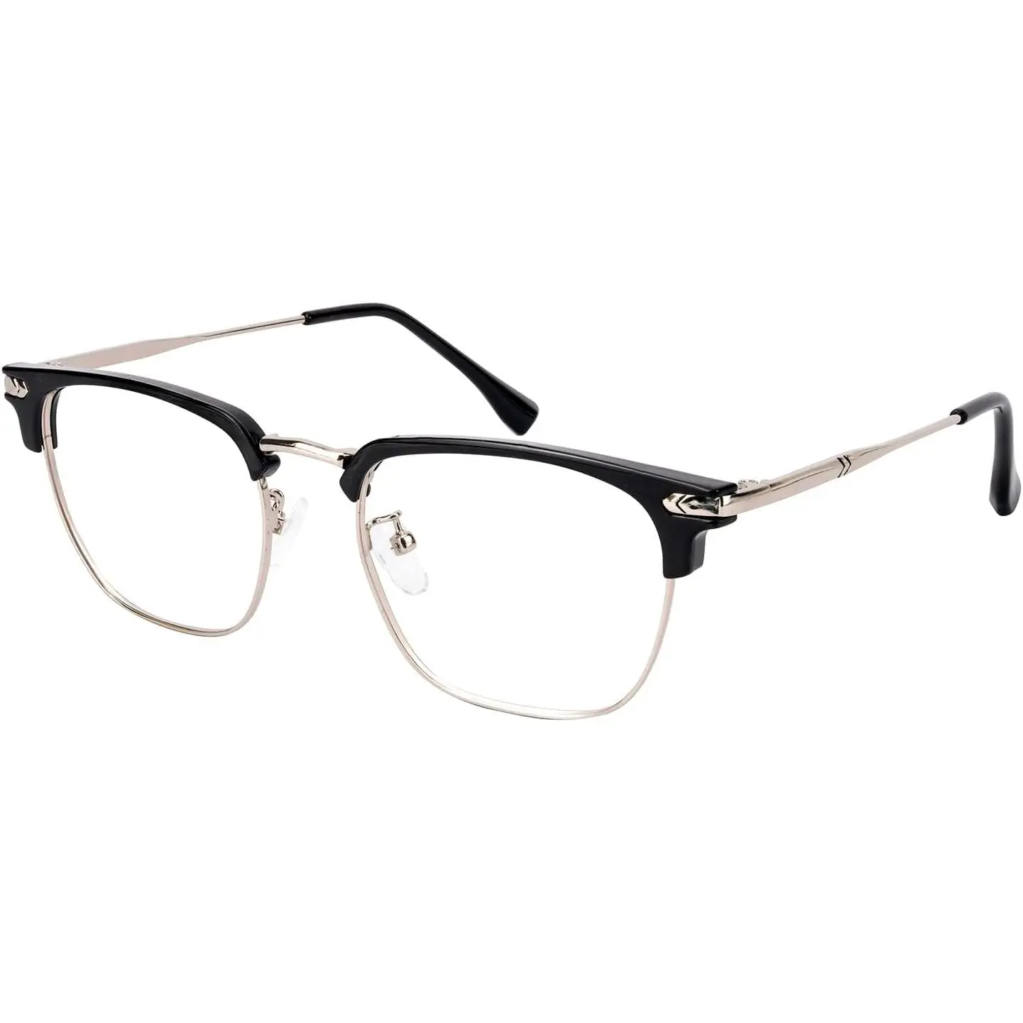 Blue Light Glasses Men  Eye Protection Anti  | Browline Metal Lightweight  Glasses Women with Clear Lens and Anti Glare,  Digital Eye ,Black,Rectangular