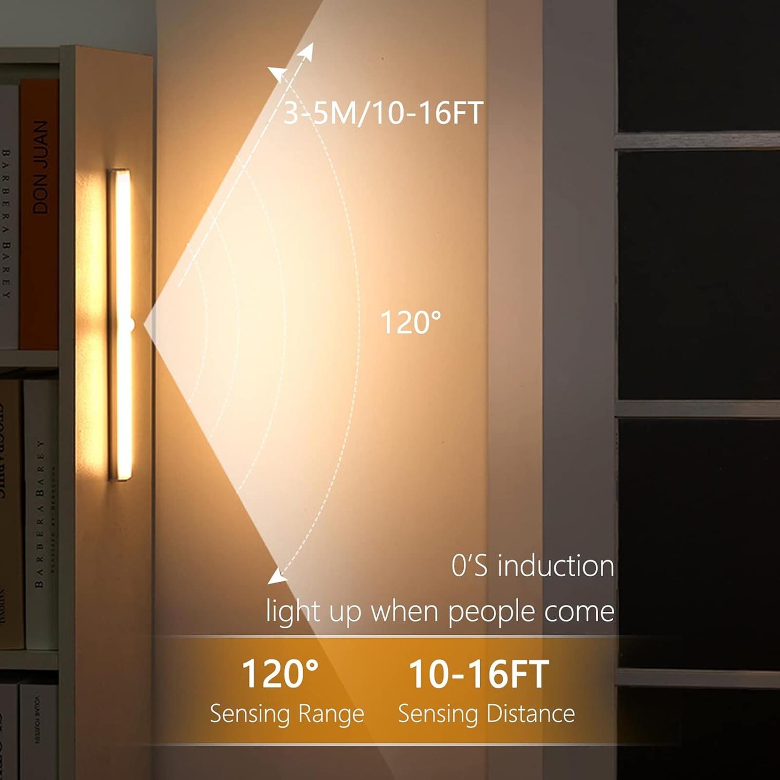 Smart Motion Sensor LED Light Strip: Rechargeable Bright Adjustable Lighting for Wardrobe Stairs Kitchen Garden Energy Efficient Installation No Drilling Needed Adjustable Leds