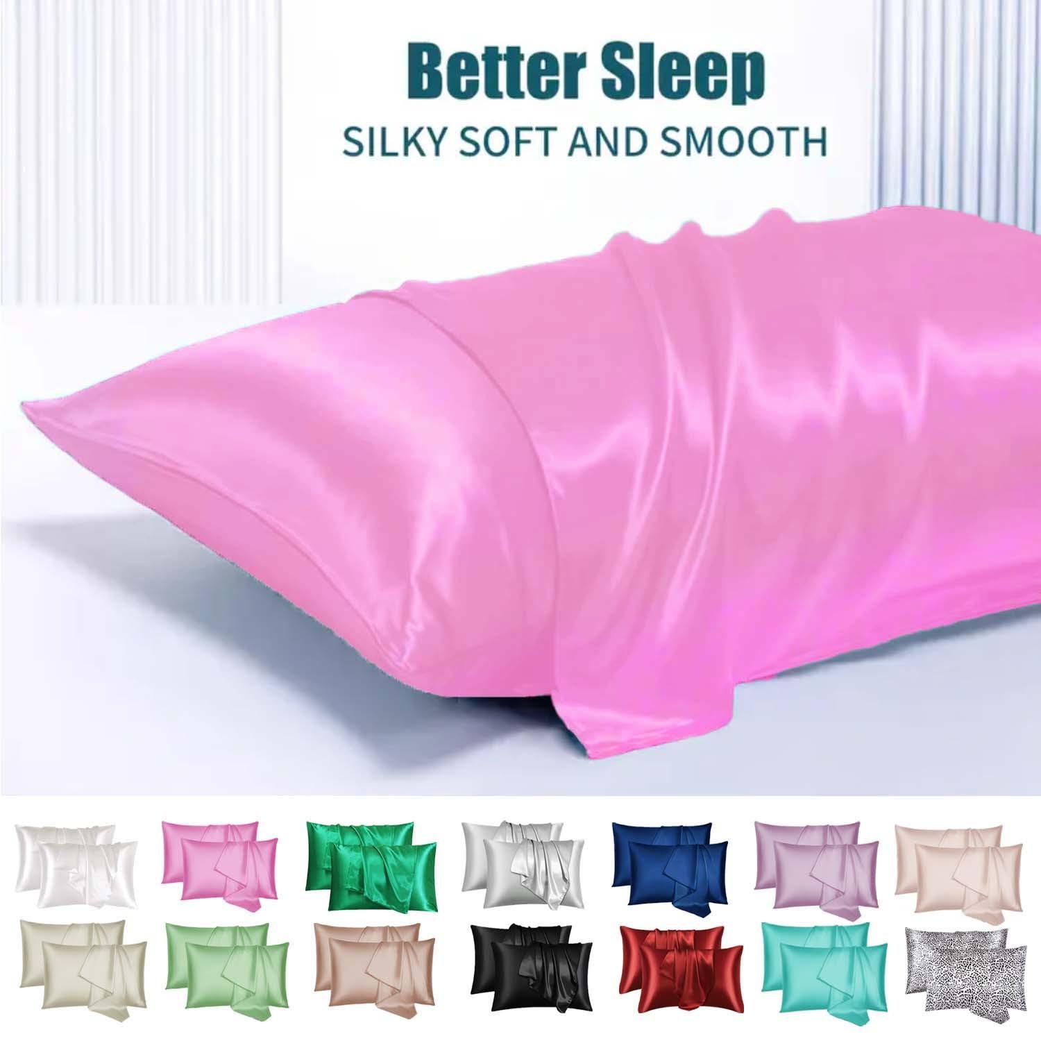 2Pcs Silk Pillowcase Gift Set, Solid Satin Smooth Texture, Skin and Hair Care Skin-friendly Cozy, Ideal for Holiday Gifting Daily Use