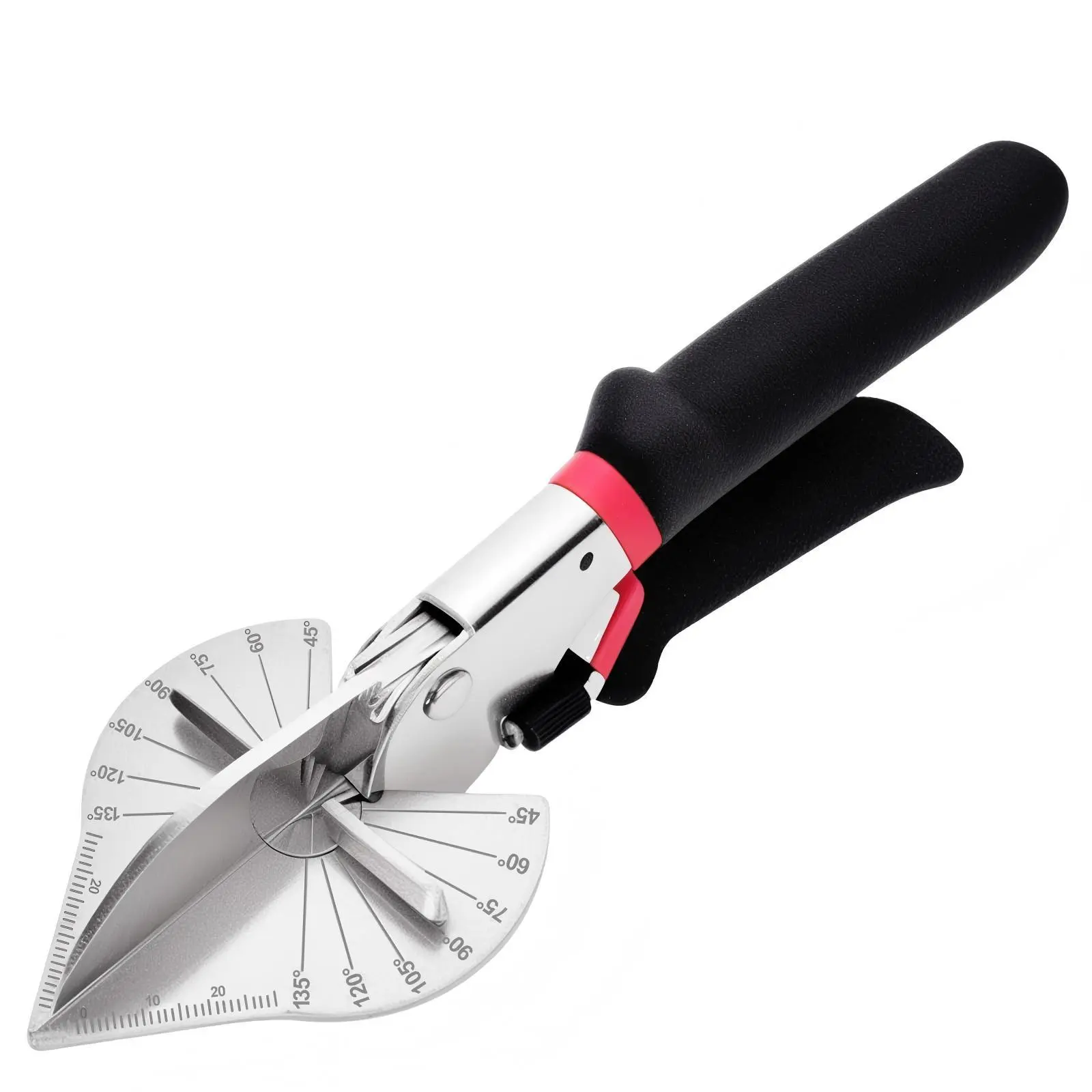 Multi-Angle Miter Shears for Construction Moulding & Trim, 45-135° Quarter Round Cutting Tool for Soft Wood, Plastic, PVC