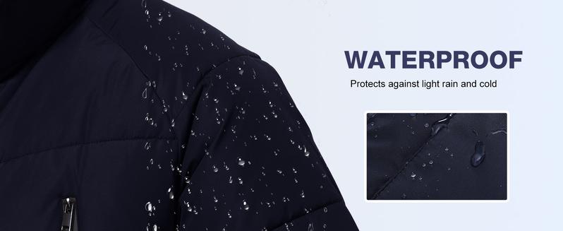 Mens Winter Coats Water-Repellent Windproof Thicken Parkas Long Hooded Padded Puffer Jacket with Pockets