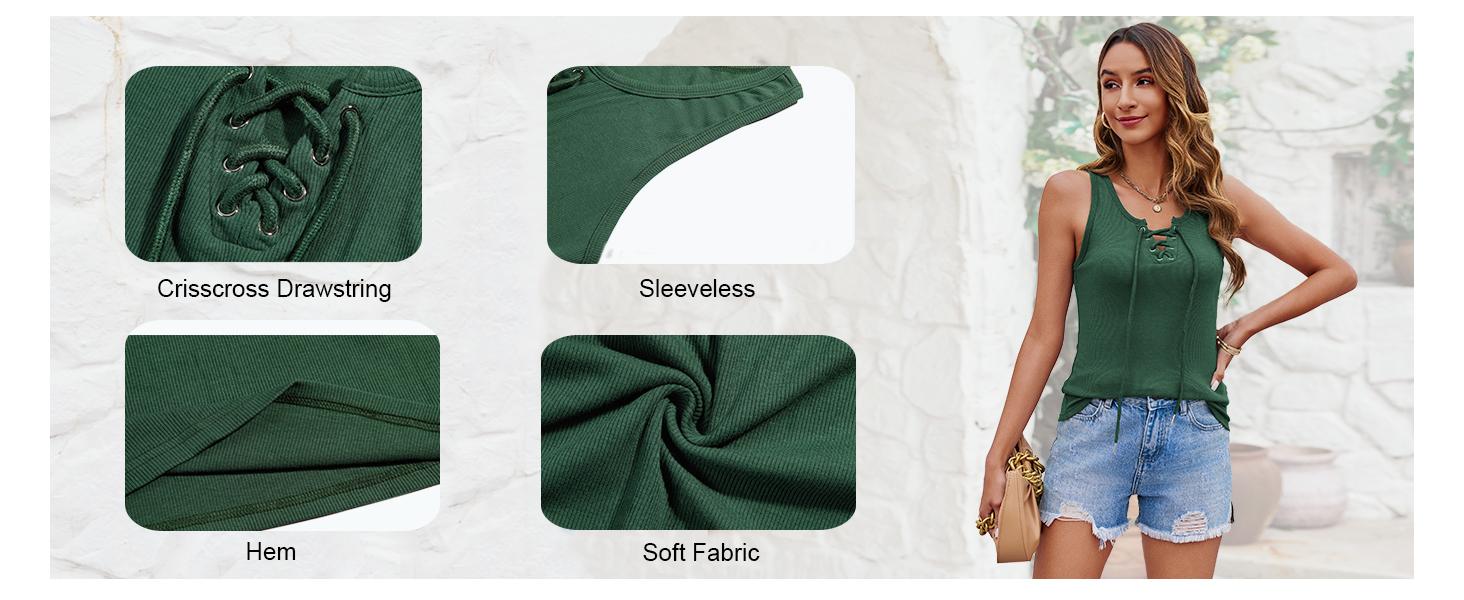 Beotyshow Womens Sexy V Neck Tank Shirts Top Sleeveless Casual Basic Drawstring Rib Knit Tops Vest Winter