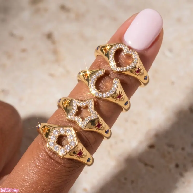 Geometric Irregular Hollow Ring with Horseshoe & Star | Viral Minimal Luxury Women Jewelry, Sleek Daily Work Accessory, Modern Statement Ornament for Office Commute Dating Daily OOTD Ladies Holiday Gift