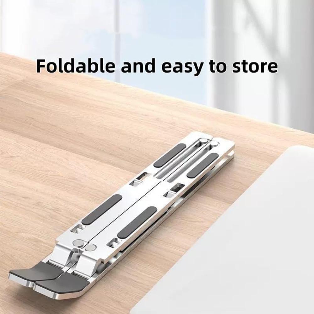 Adjustable DIY Laptop Stand - Aluminum Foldable Portable Computer Riser for 10-15.6 Inch Laptops, Ergonomic Design with Storage Bag, Compatible with MacBook Air/Pro, HP, Dell, Lenovo (Silver)