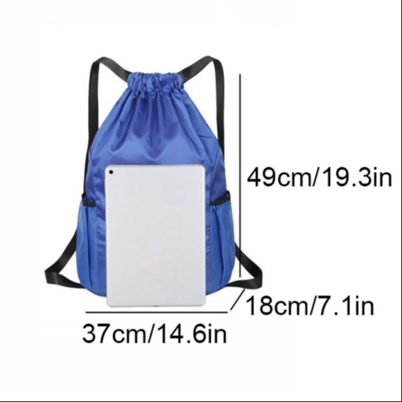 Unisex Drawstring Backpack Bag Sport Gym Sackpack, Outdoor Sports Bag, Large Capacity Gym Bag with Mesh Side Pockets, Adjustable Shoulder Straps, Suitable for Travel, Sports, Fitness Training