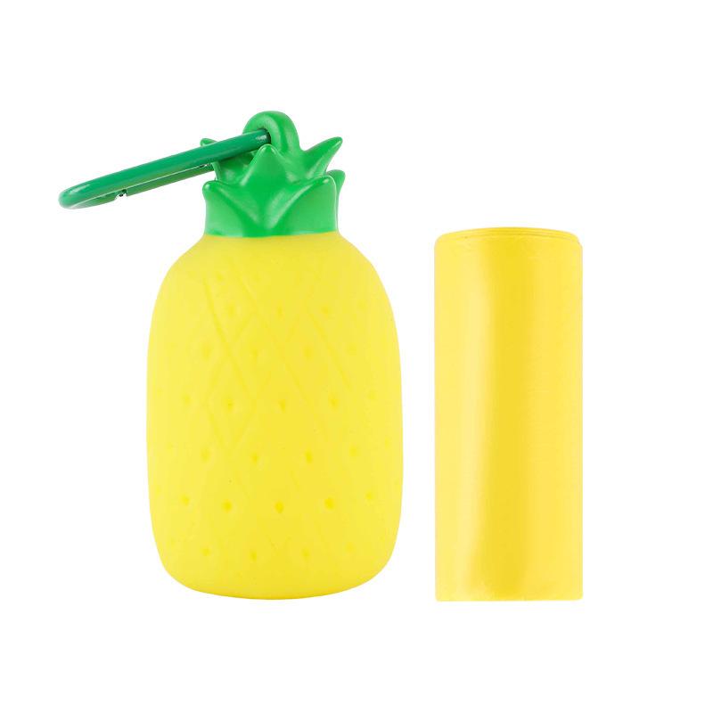 Adorable Pineapple Dog Poop Bag Dispenser Hanging Waste Pouch Storage Holder Practical Outdoor Pet Walking Clean Accessory