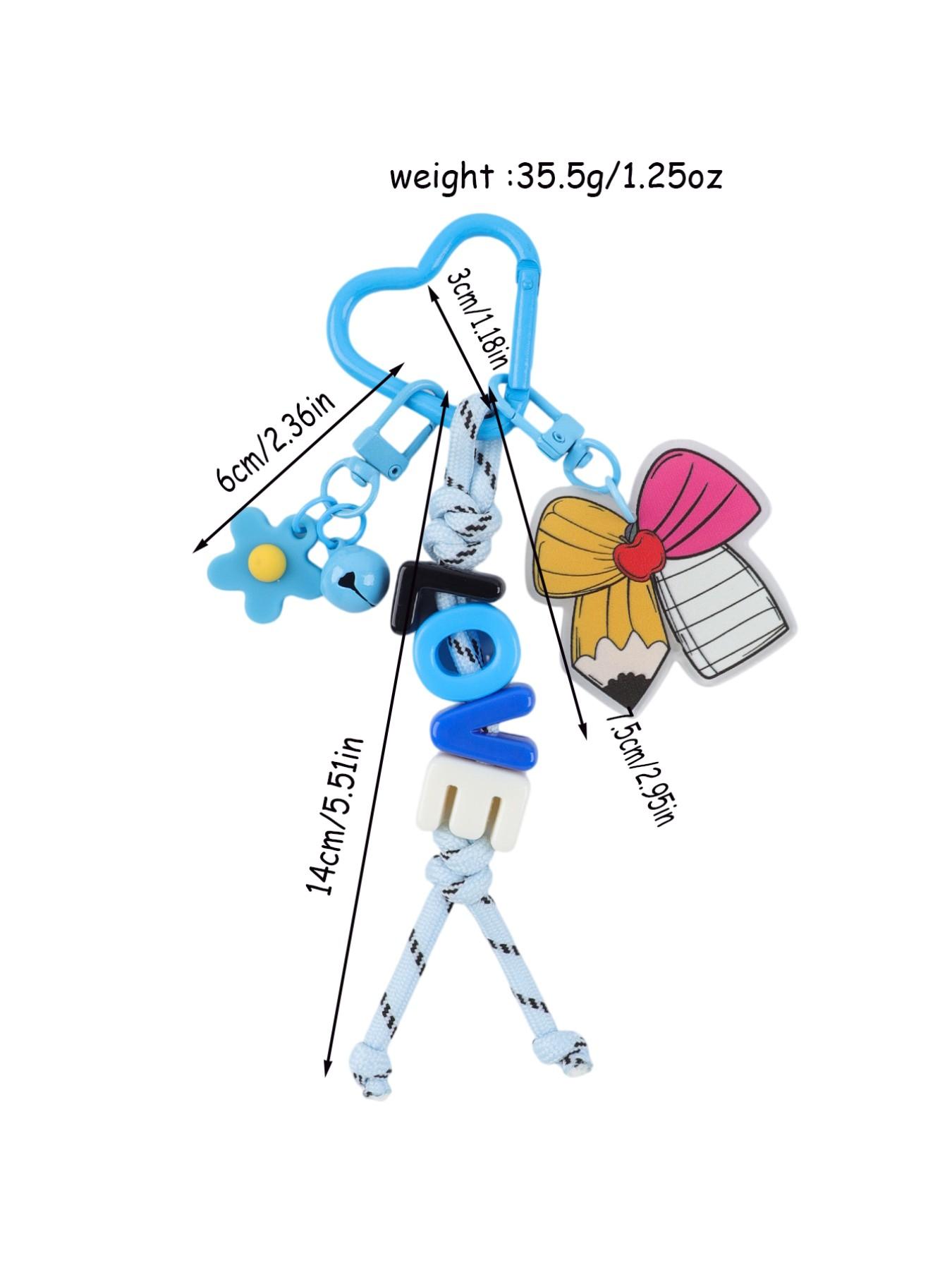 1pc Love Bow Bell Keychain, Acrylic Colorful Letter Keyring, Personalized Name Gift for Birthday Christmas Valentine's Day