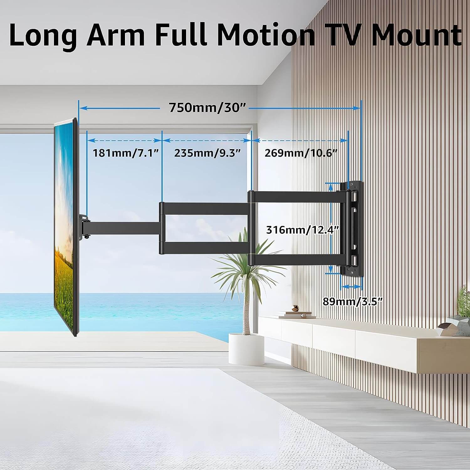MOUNTUP 26"-60" Corner TV Wall Mount, Full Motion Long Arm TV Mount, Holds up to 77 lbs MU0057
