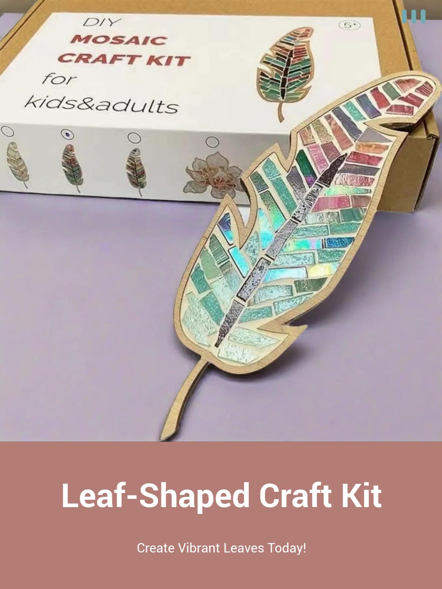 Christmas DIY Mosaic Craft Kit, 1 Set Colorful Leaf Shaped Ornament, Creative DIY Feather Shaped Craft Kit, Party Gift for Friends & Family, Room Decor Gift for Mom, Women, Girlfriend