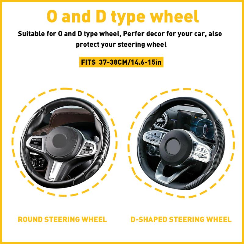 AUXITO 37cm -38cm 15" Steering Wheel Cover Faux Leather For Acura Carbon Fiber