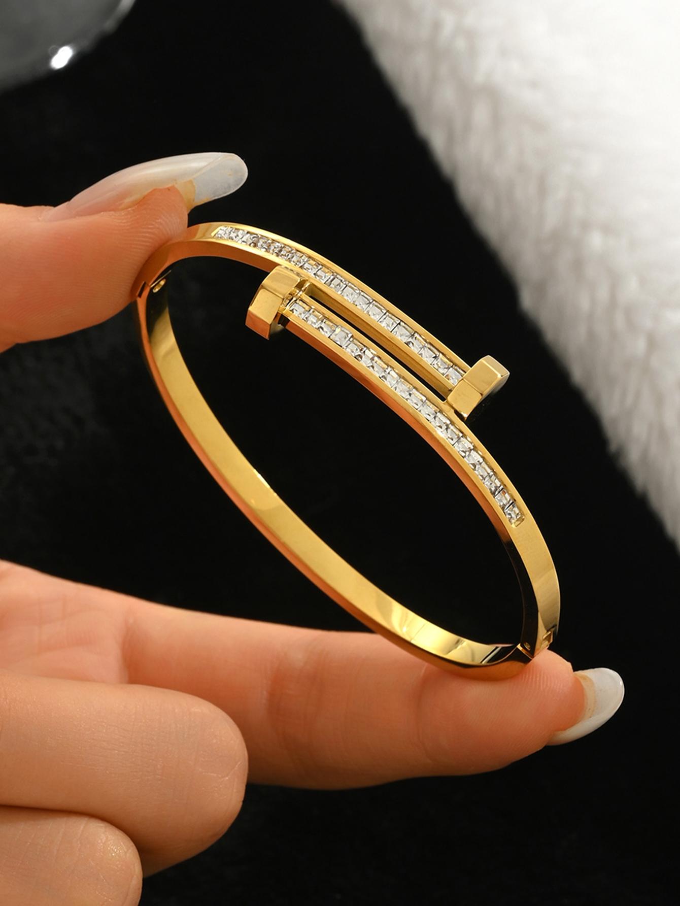 Women's Bangles Set, Stainless Steel Heart Design Jewelry, Casual Style, All-Season Wear, Lucky Charm Accessory, Trendy Stack Bangle