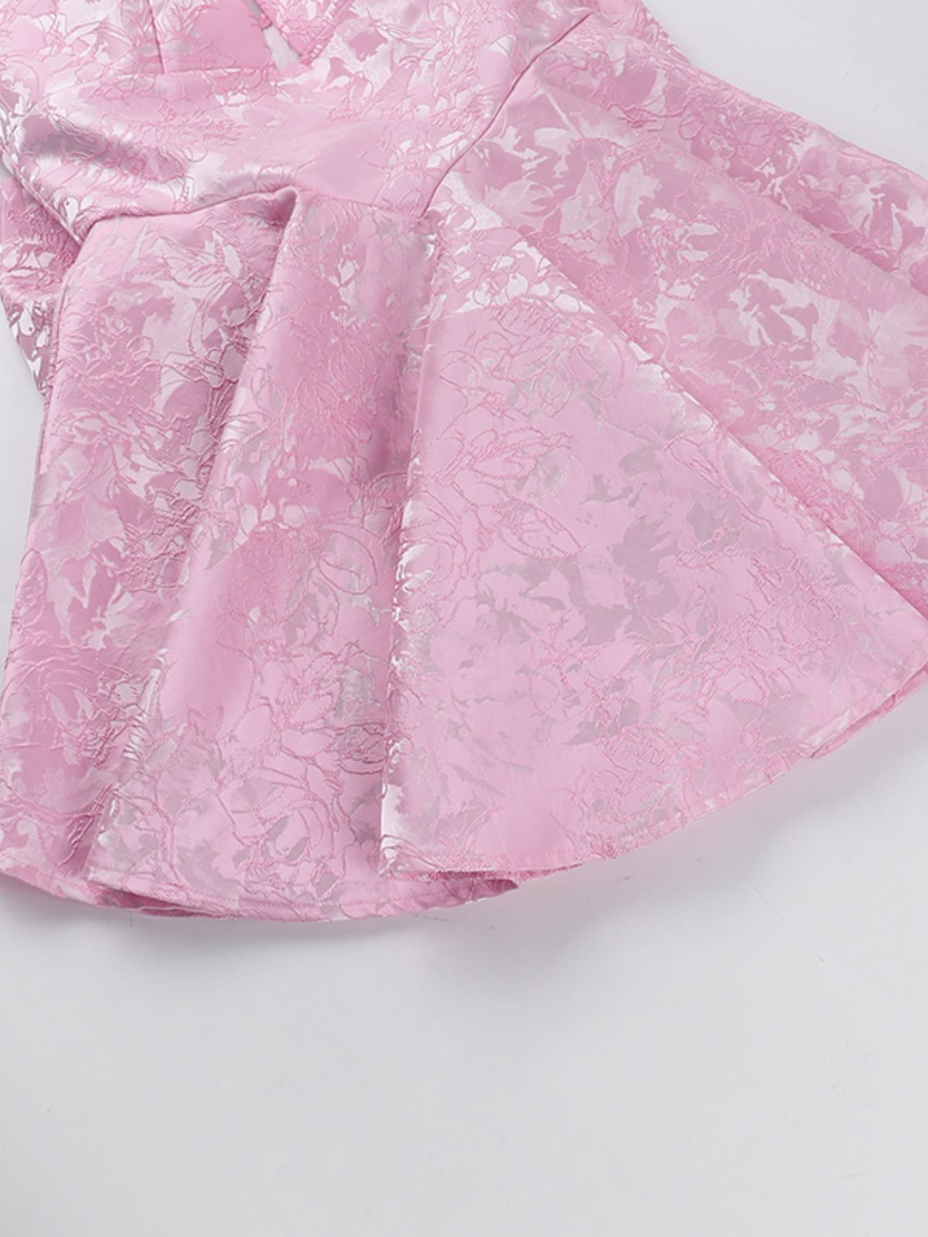 Elegant Sexy Cute Jacquard Halter Neck Butterfly Knot Dress, Slim-Fitting Summer Fashion, Thin Fabric, Perfect for Parties & Events