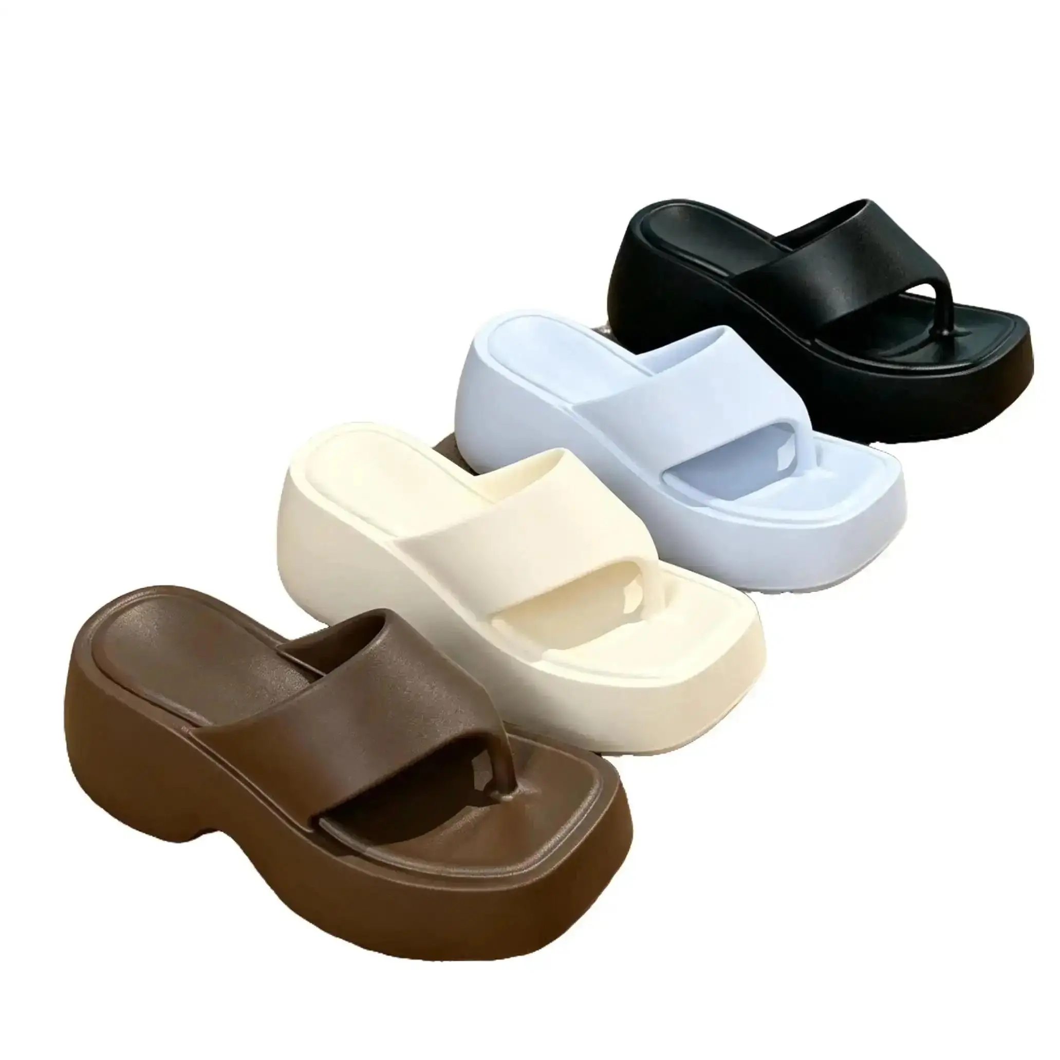 Women's Cloud Soft Platform Flip Flop Shoes - Eco-EVA Beachwear Footwear with Ultra-Thick Resilience Cushion Slides, Non-Deep Groove Sole, Wide No-Rub Thong Strap, Lightweight Odor-Resistant Arch Support, Morandi Purple for Casual Walks