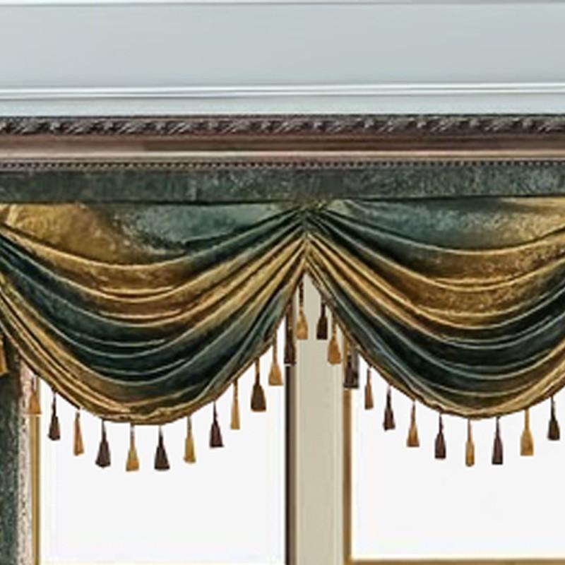 European Luxury Ink Curtain Header, Customizable Floor-To-Ceiling Window Drapery, American Vintage Style Decorative Curtain