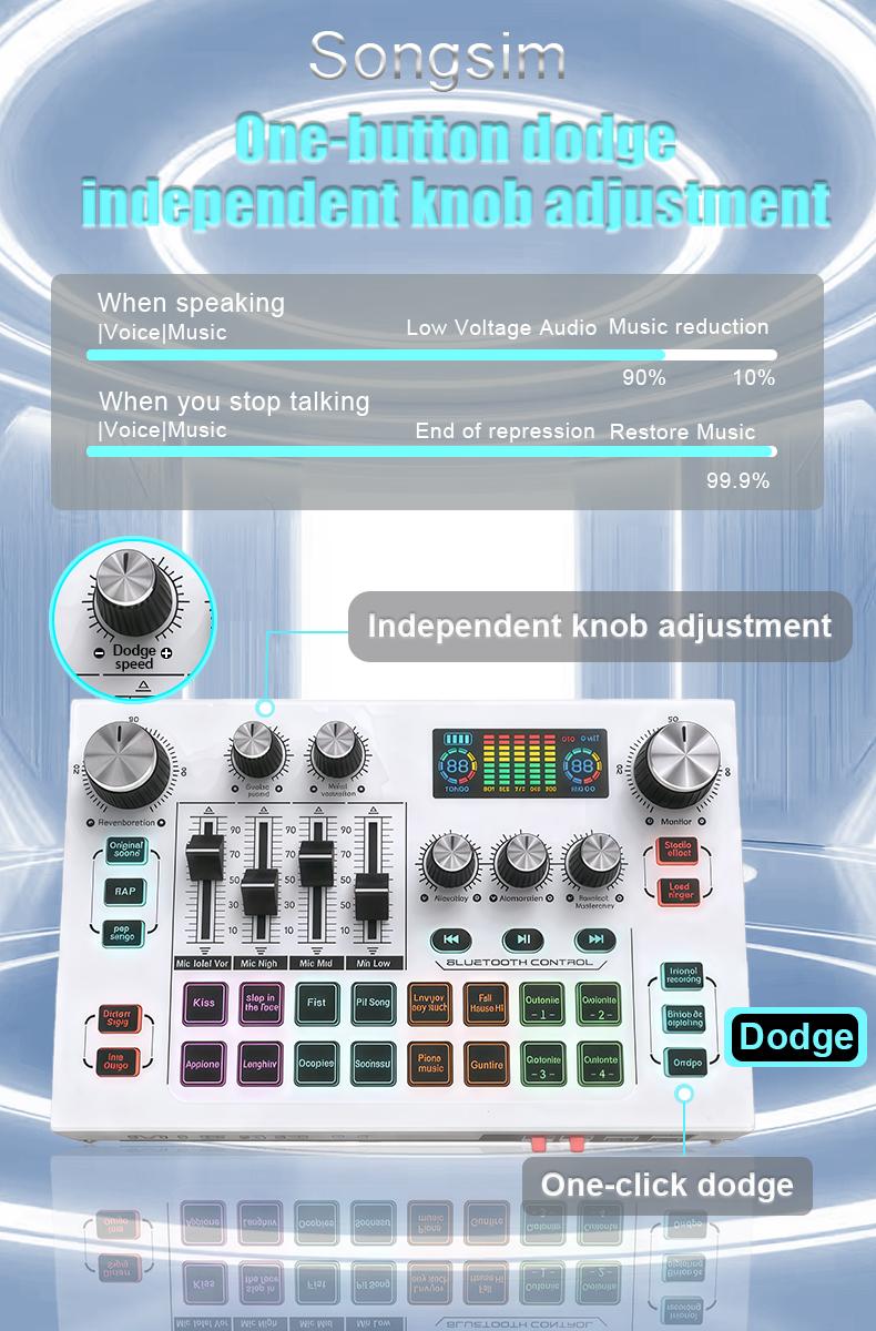 X7 Professional Streaming Sound Card, Mixer Sound Card, Full Metal Body, 48v Phantom Power, Clear No Noise, High-Quality Audio Recording & Output