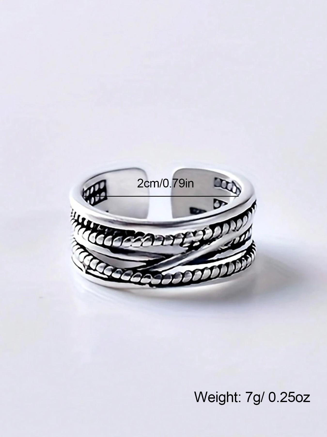 Vintage Royal Style Thumb Knitted Multi-Layer Open Ring, Copper Chain, Adjustable & Rugged Design, Casual Jewelry for Women